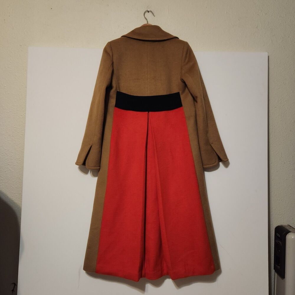 Boden Long Camel Coat with Red Panel Back - Picture 4 of 13